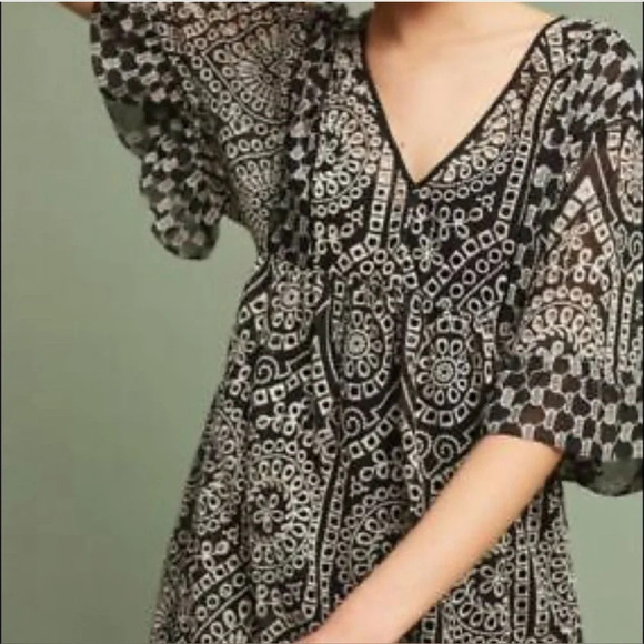 Anthropologie Brooke Eyelet Swing Dress by Akemi + Kin Black Embroidered SZ 0 - Picture 2 of 11